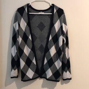 Plaid Black & White Cardigan Petite S